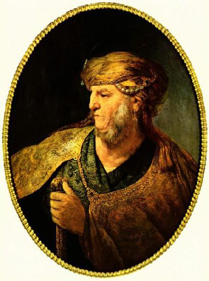 REMBRANDT Harmenszoon van Rijn Bust of a man in oriental dress. oil painting picture